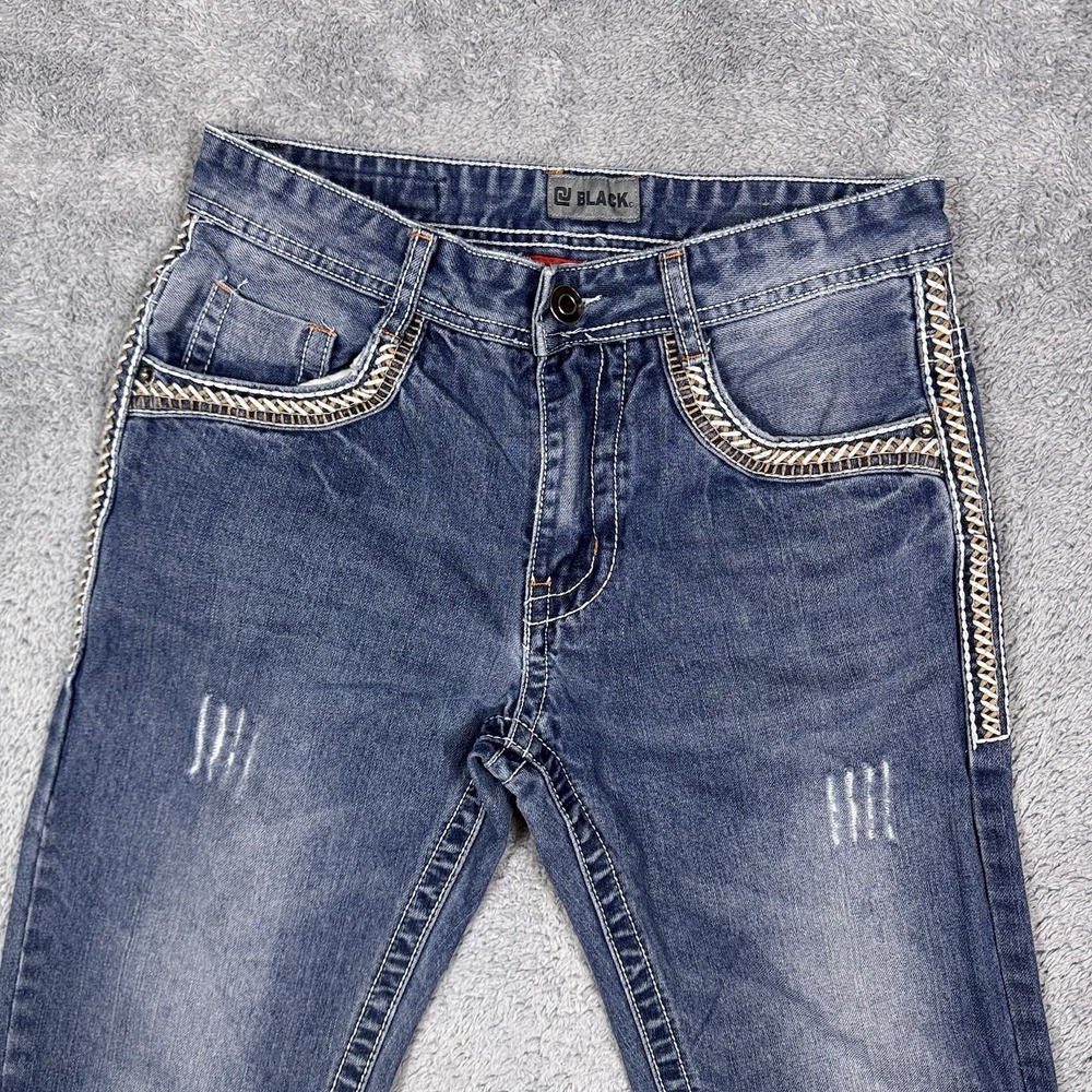 Buckle Men Jeans Straight in Faded Blue with Contrast Stitching